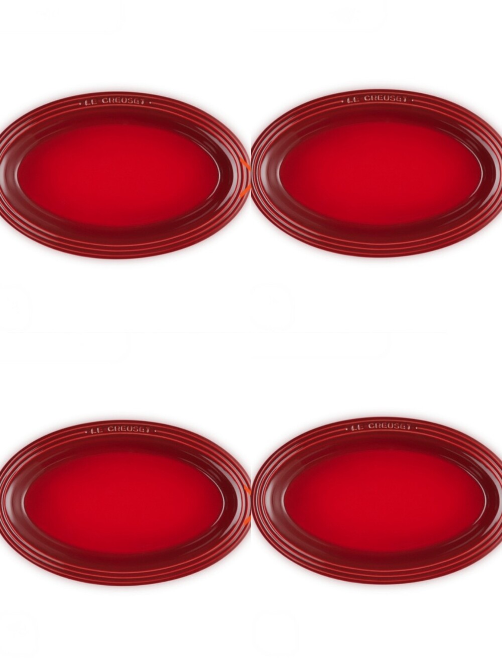Le Creuset 14cm Oval Stoneware Plates - Cerise